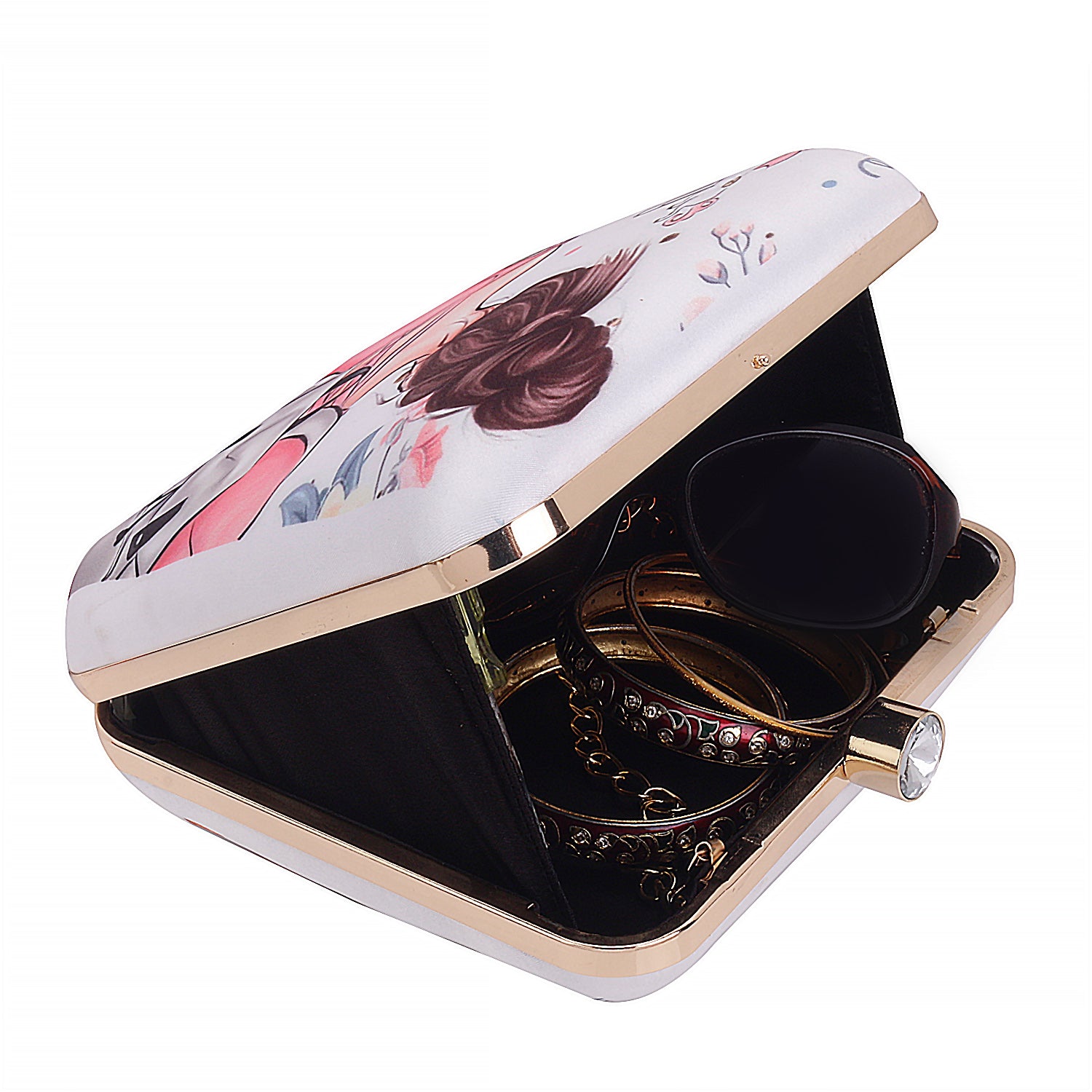 Girl With Take Book Nd Bag Print Design Box Clutch Bag For Girls