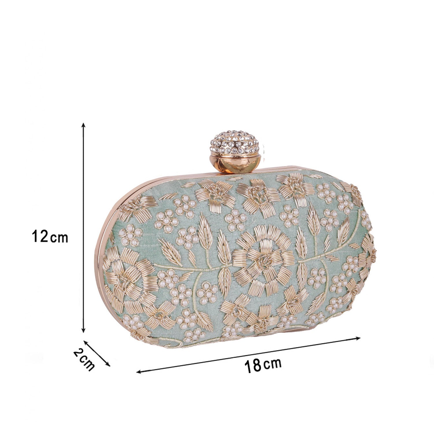 Swisni mint green dabka clutch bag