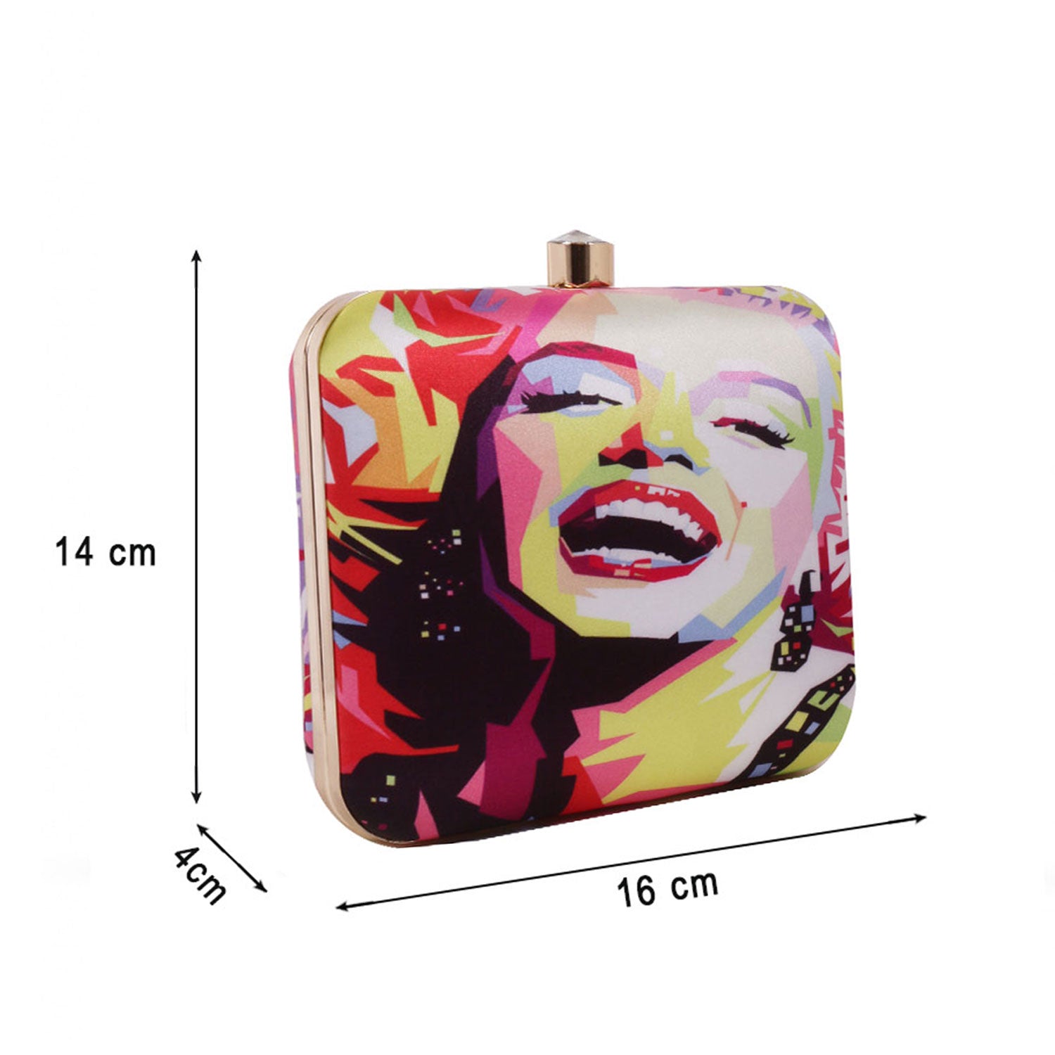 Swisni laughing girl digital printed clutch
