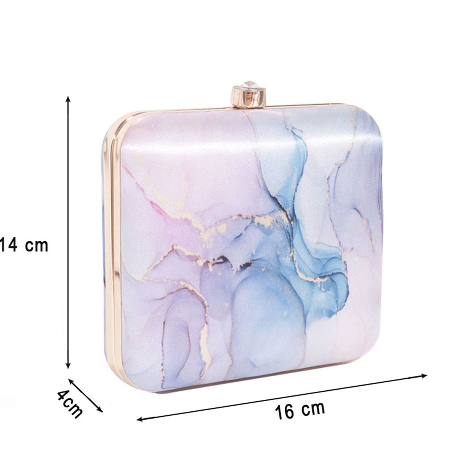 Abstract printed square clutch