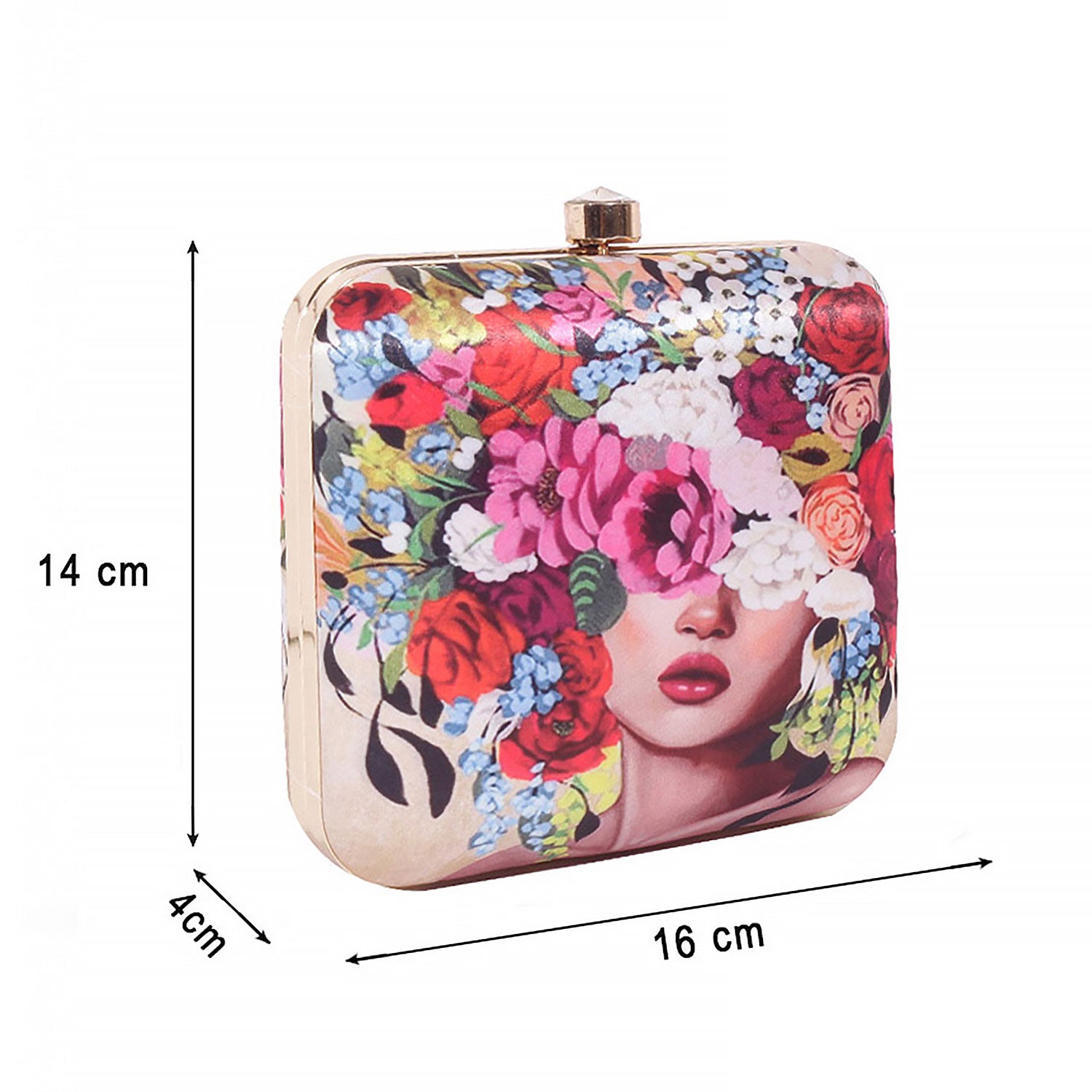 Head Of Flower Digital Print Box Clutch For Girls for Women & Girls