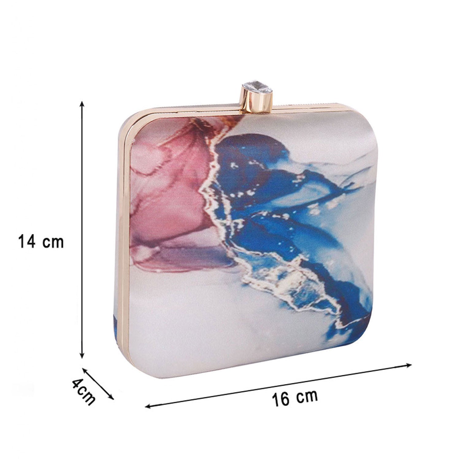 Abstract Satin Print Square Box Clutch for Women & Girls