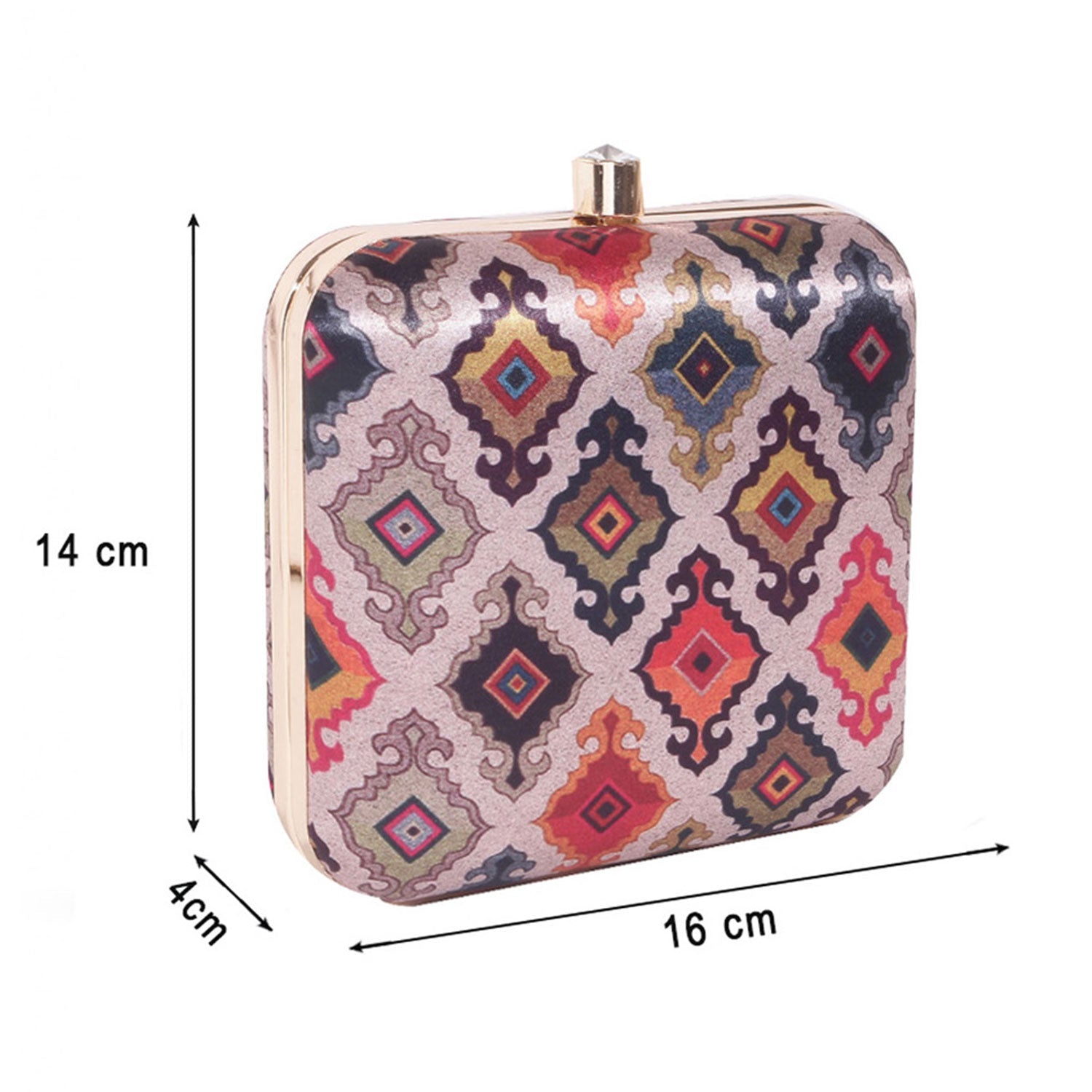 Tropical Satin Digital Print Sqaure Box Clutch for Women & Girls