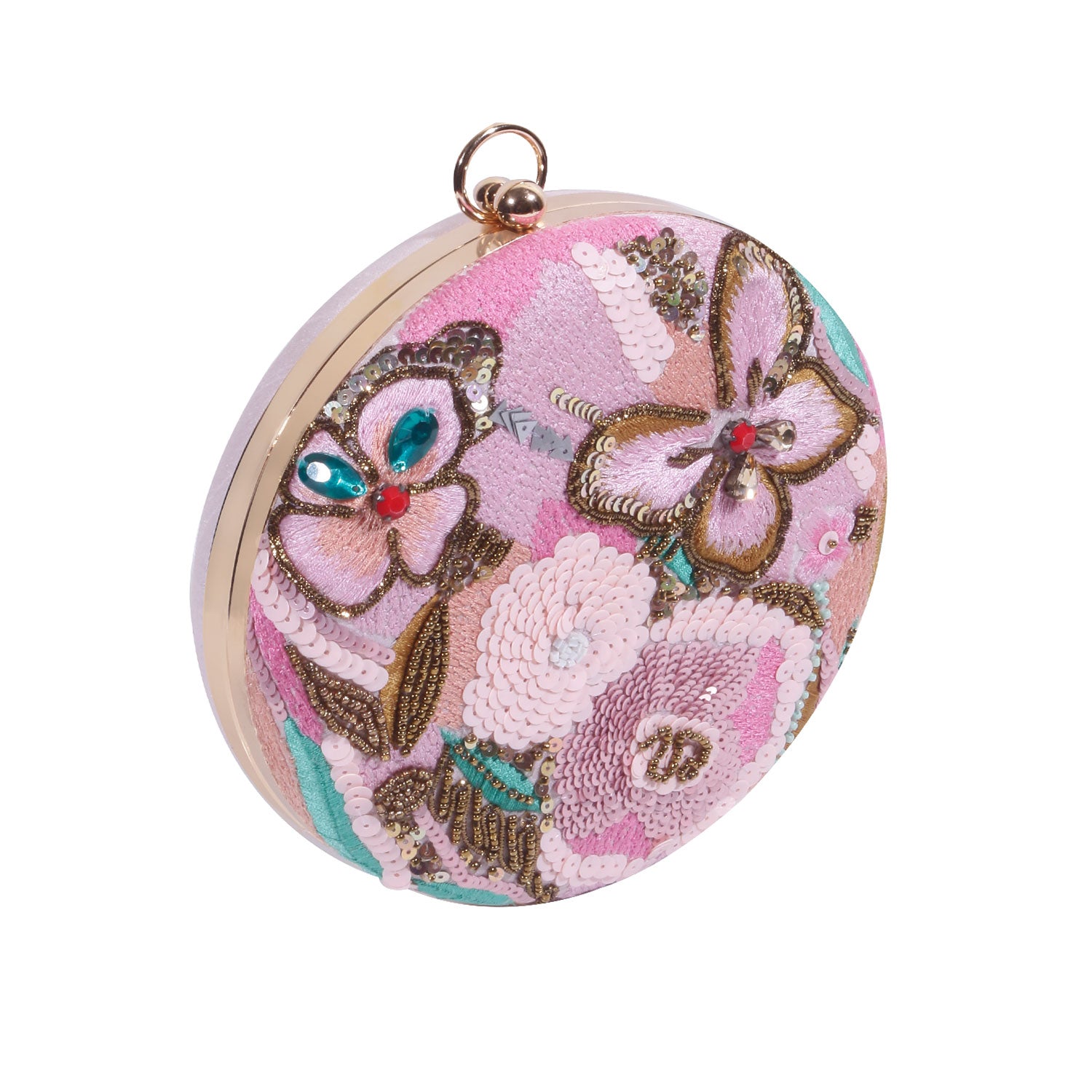 Modish Handmade Embroidery Round Shape Clutch Bag For Party