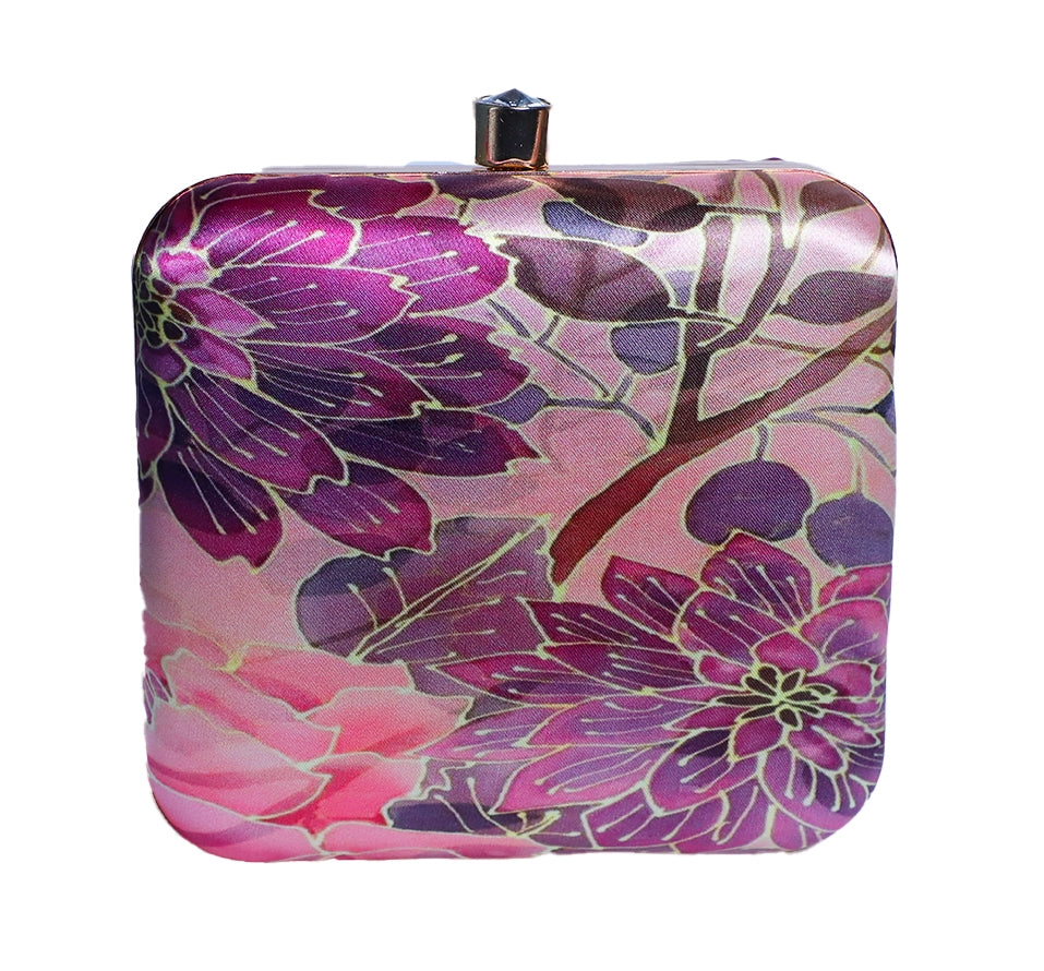Sober Macro Flower Print Box Clutch for Women & Girls