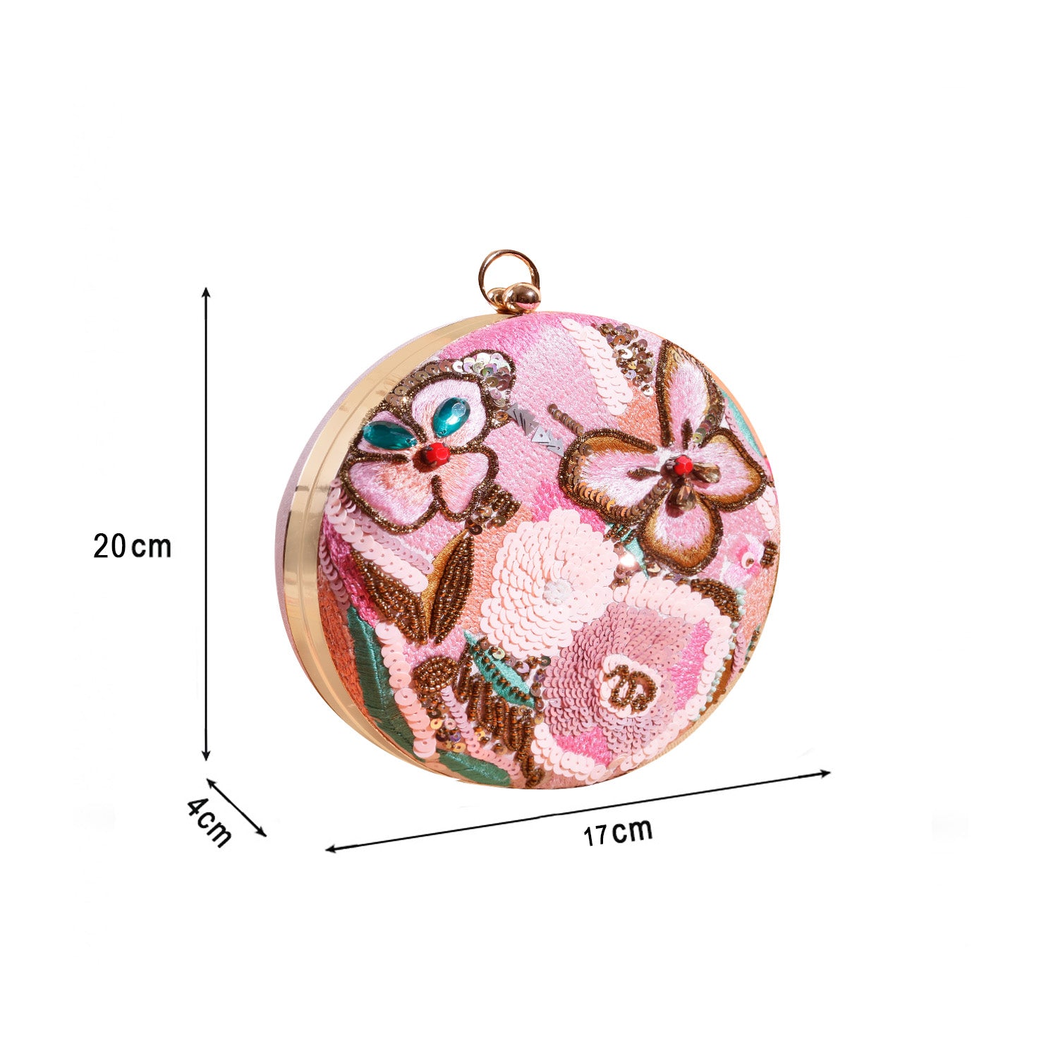 Modish Handmade Embroidery Round Shape Clutch Bag For Party