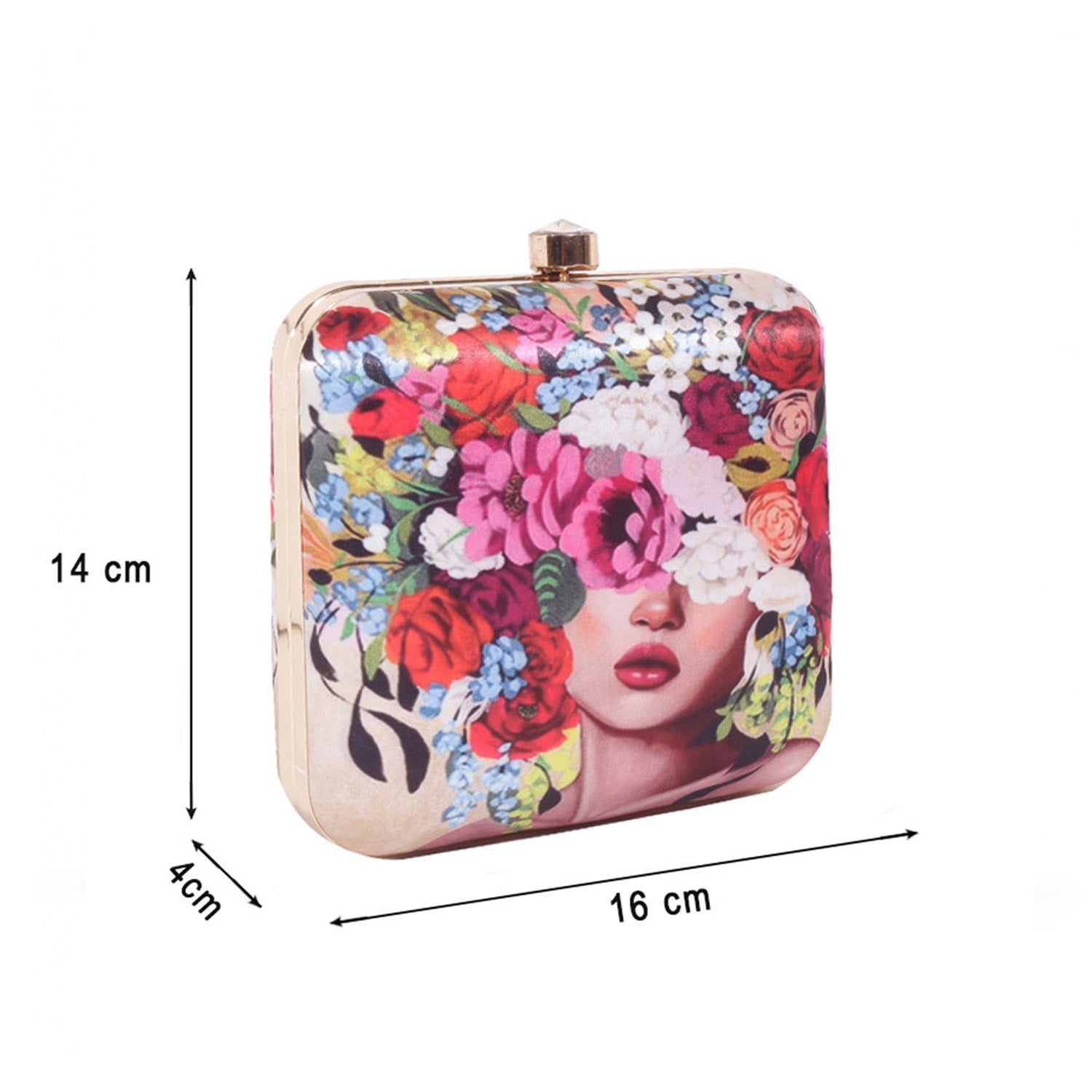 Head Of Flower Digital Print Box Clutch For Girls for Women & Girls