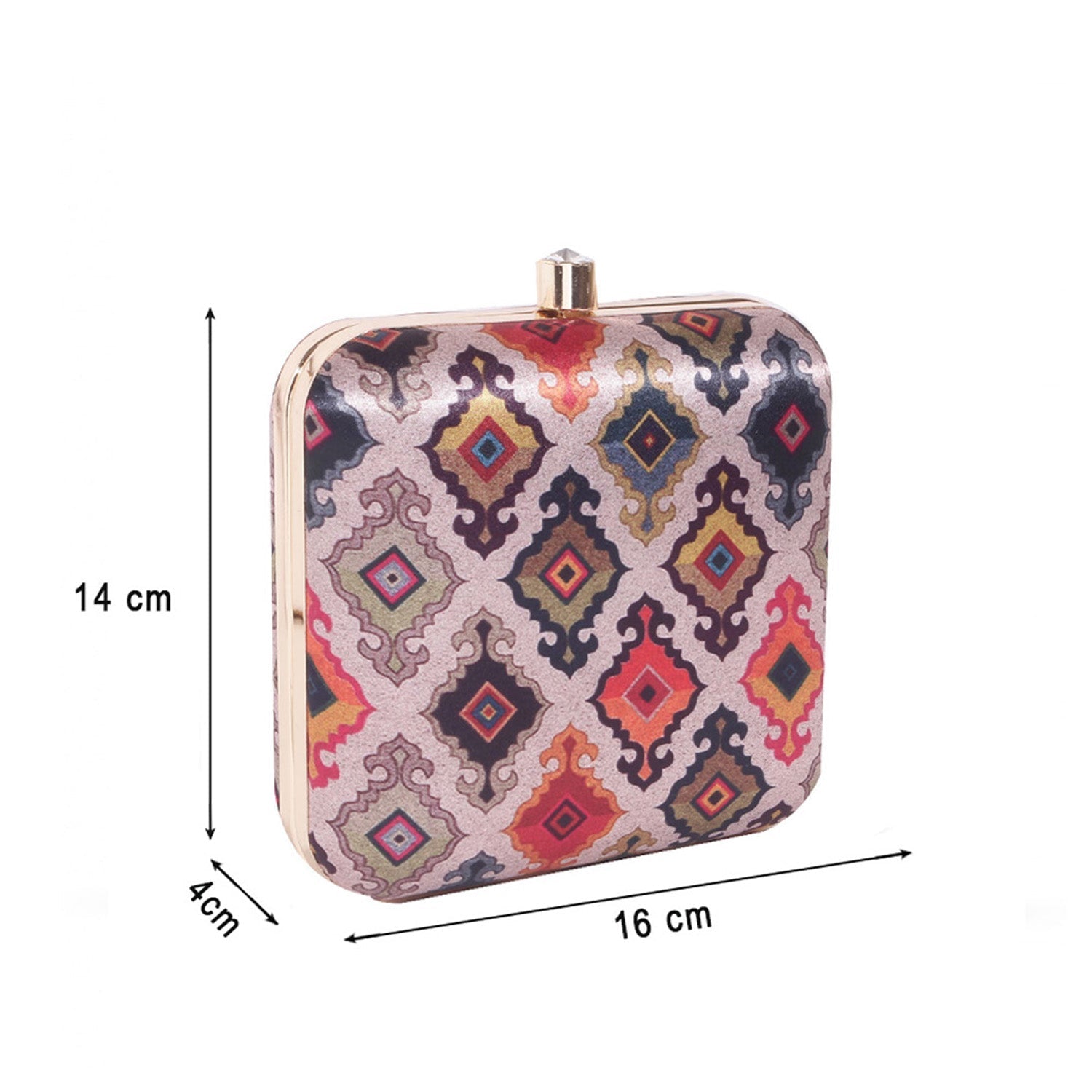 Tropical Satin Digital Print Sqaure Box Clutch for Women & Girls