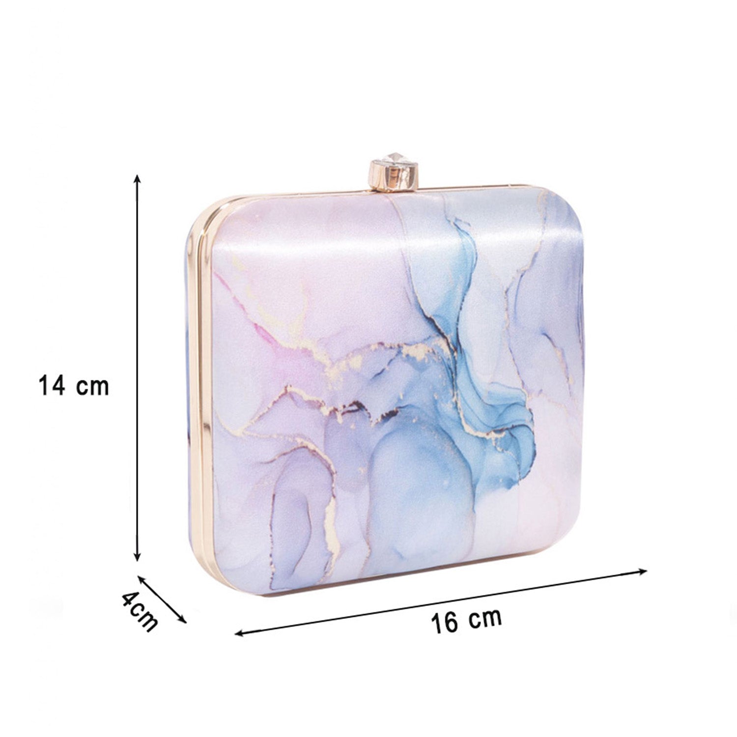 Abstract printed square clutch