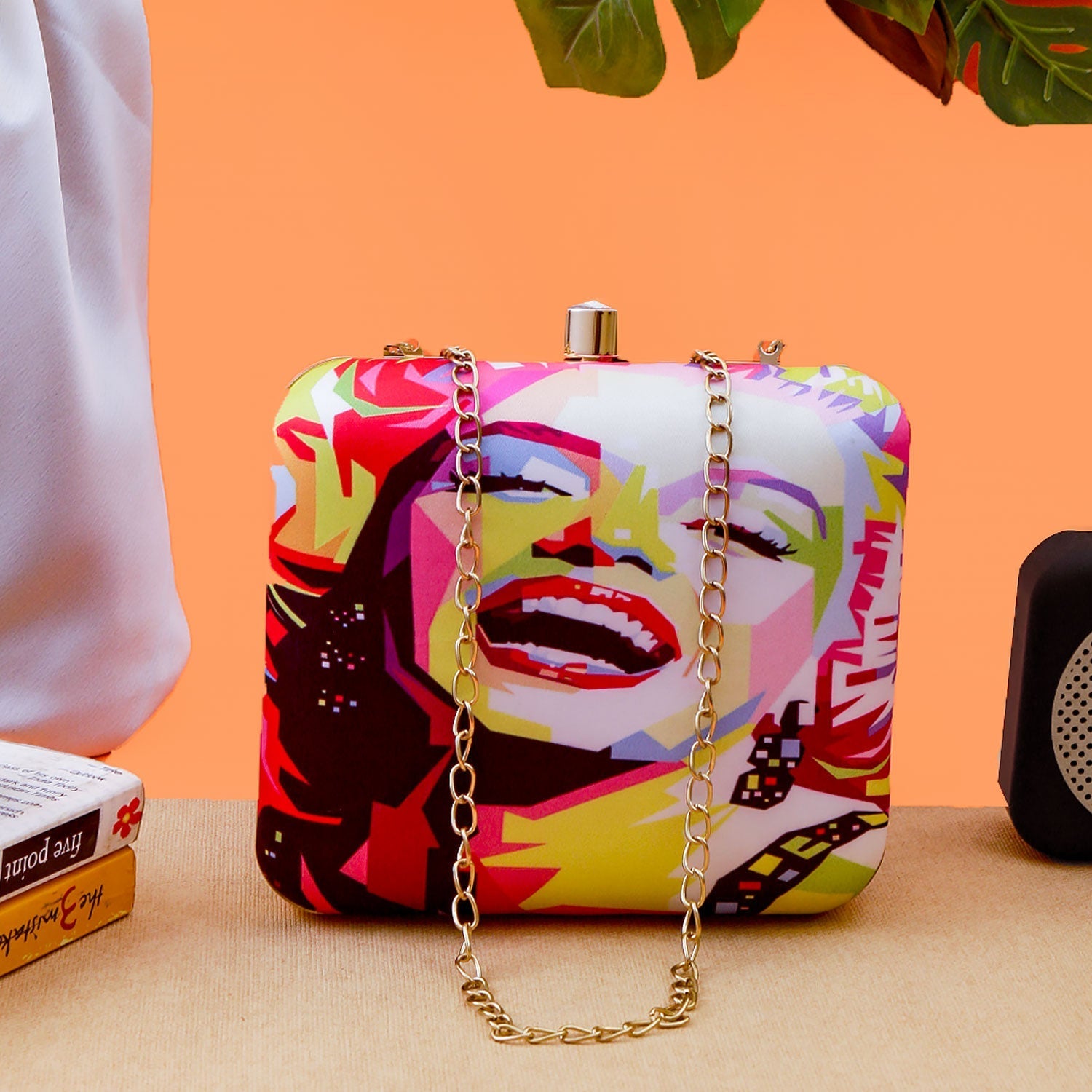 Casual Girl Laugh Pink Square Box Clutch for Women & Girls