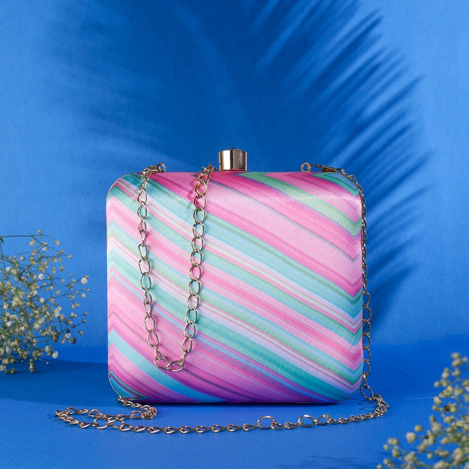 Printed Clutch Bag SWIS-536 | VRPS Handicrafts | Satin Print Clutch for Party India