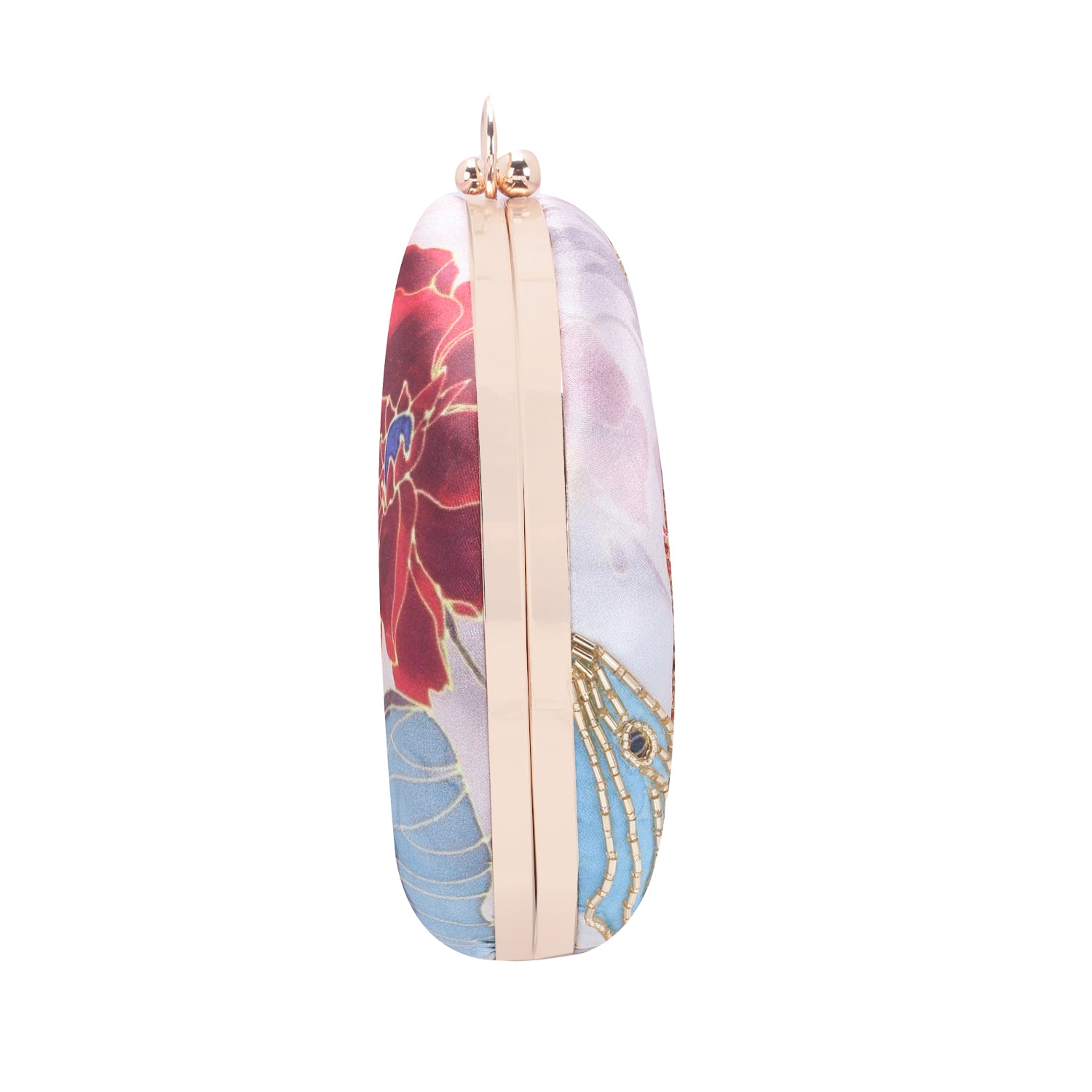 unique printed embroidered round clutch
