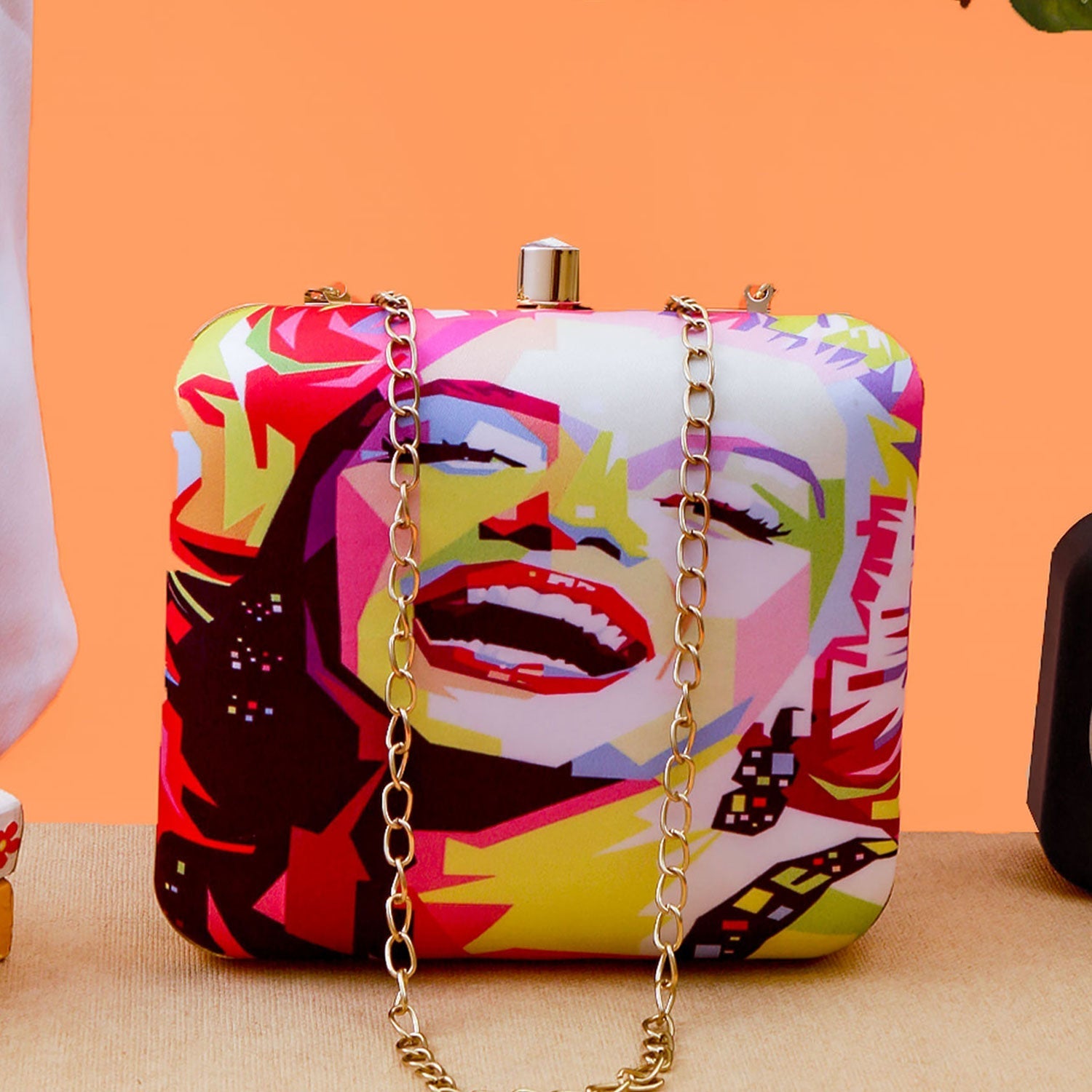 Casual Girl Laugh Pink Square Box Clutch for Women & Girls