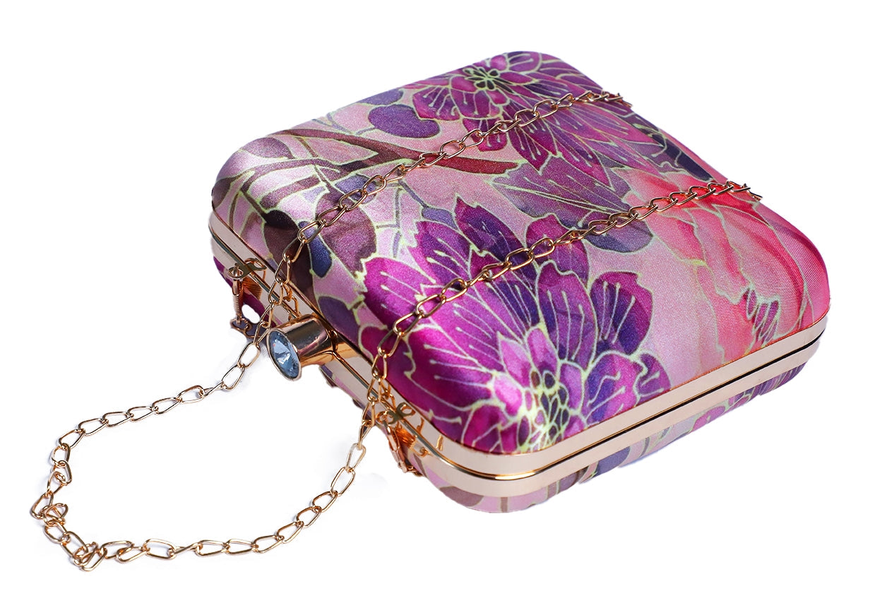 Sober Macro Flower Print Box Clutch for Women & Girls
