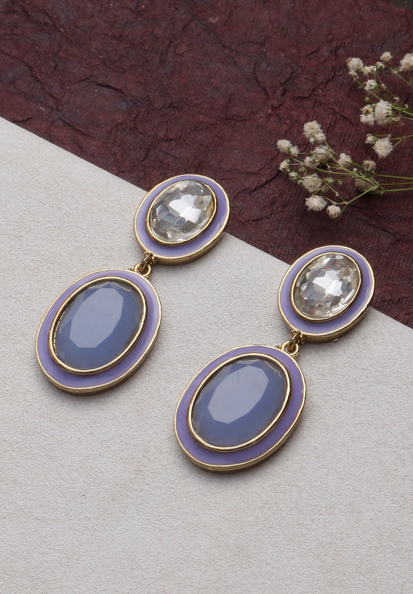 Swisni Alloy Golden Earrings with Blue Beads