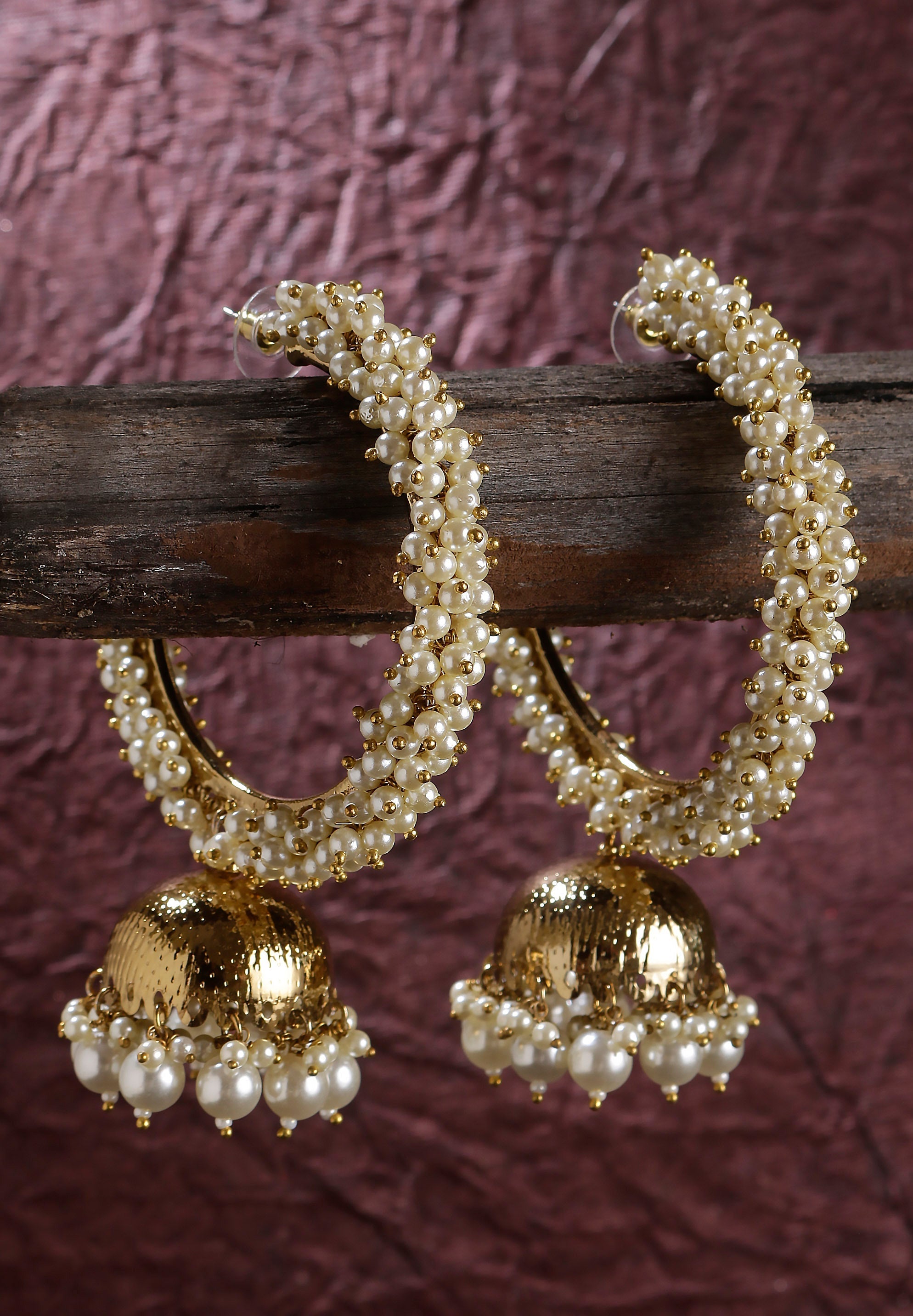 Swisni Alloy Golden Jhumki Earrings with Golden