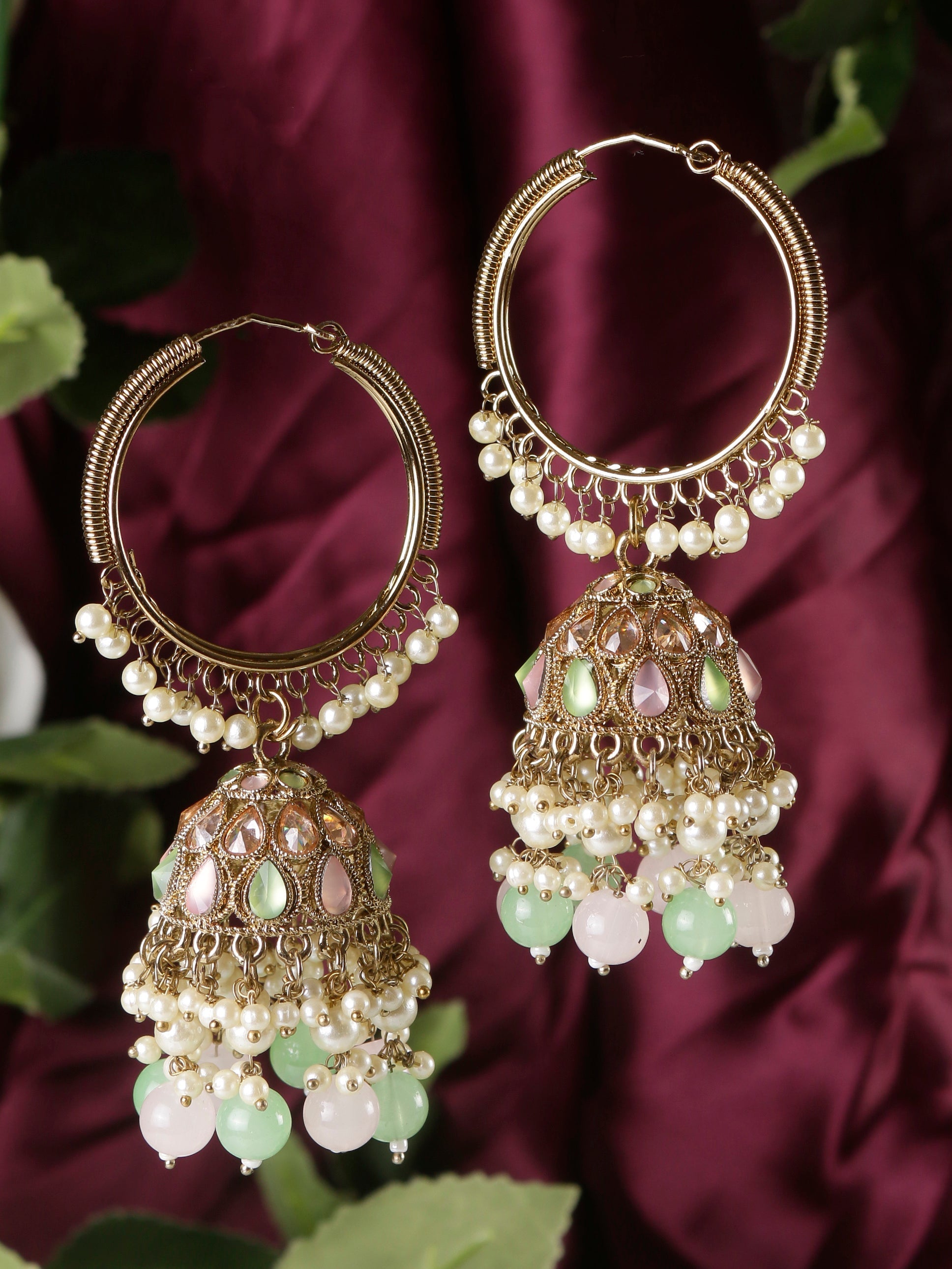 Swisni Alloy Golden Jhumki Earrings