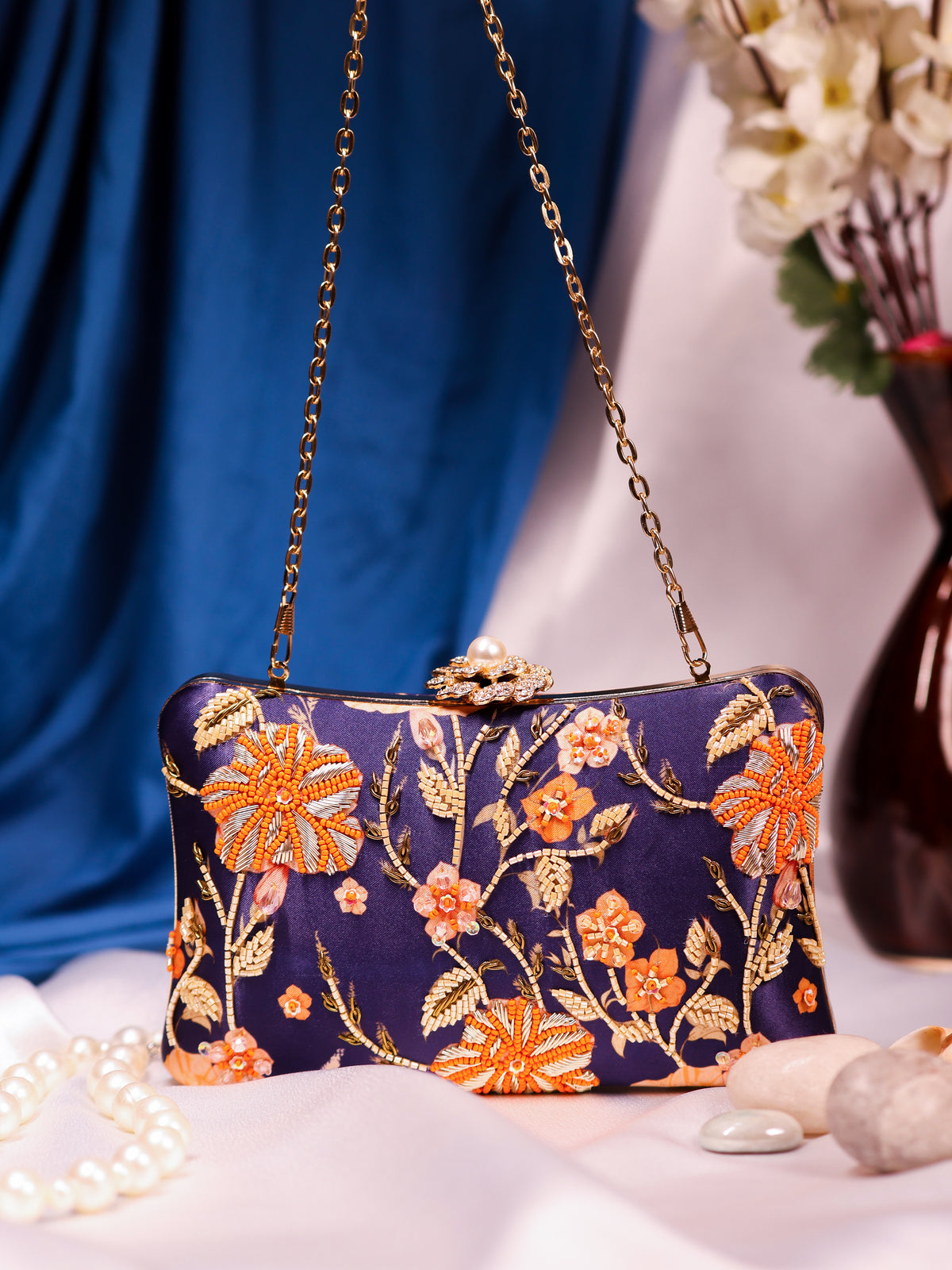 VRPS Printed Embroidered Clutch | Handcrafted Ethnic Bag | SWIS-1623 | Additional Angle