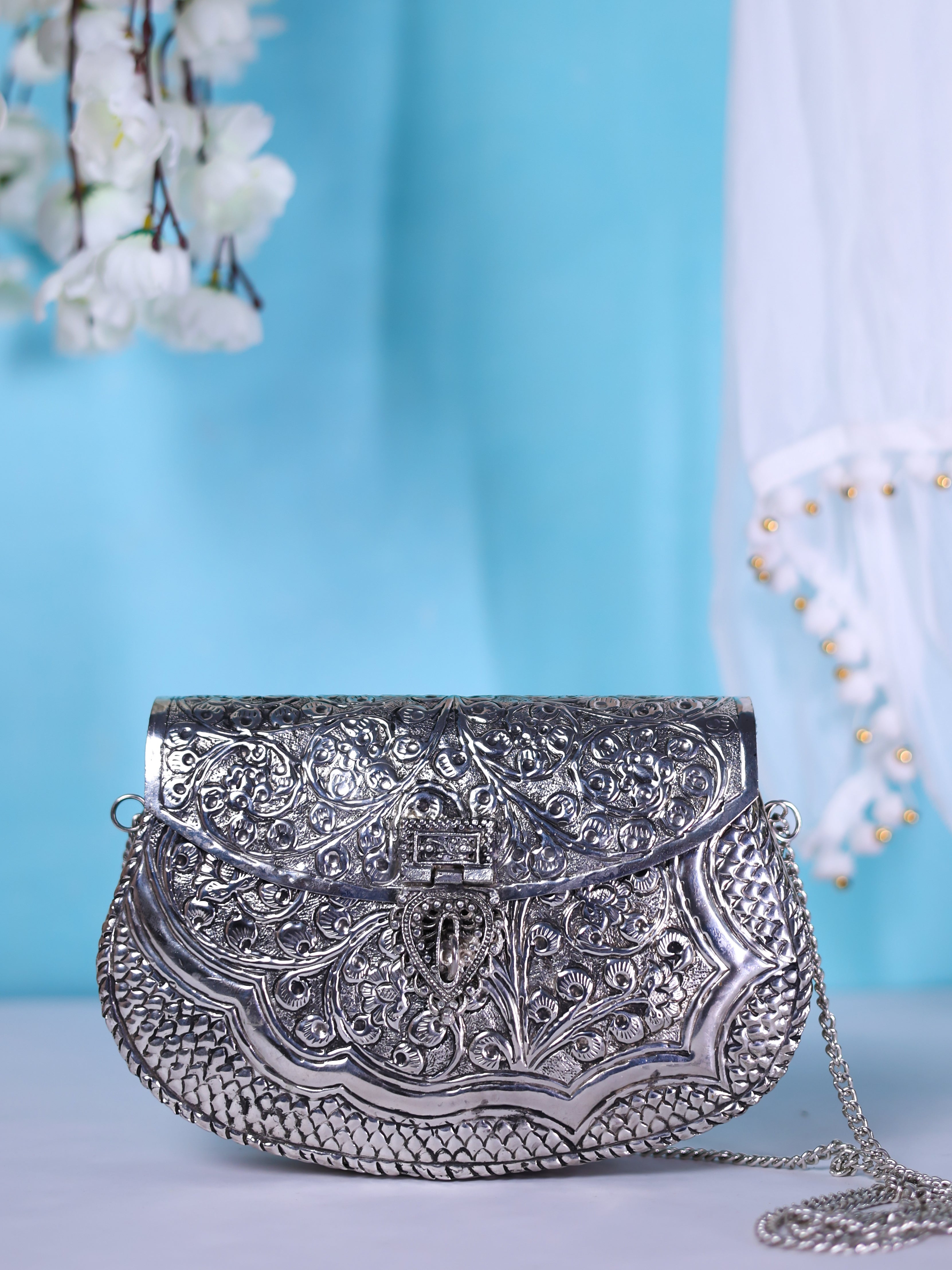VRPS Brass Clutch | Handcrafted Ethnic Bag | SWIS-1346 | Additional Angle