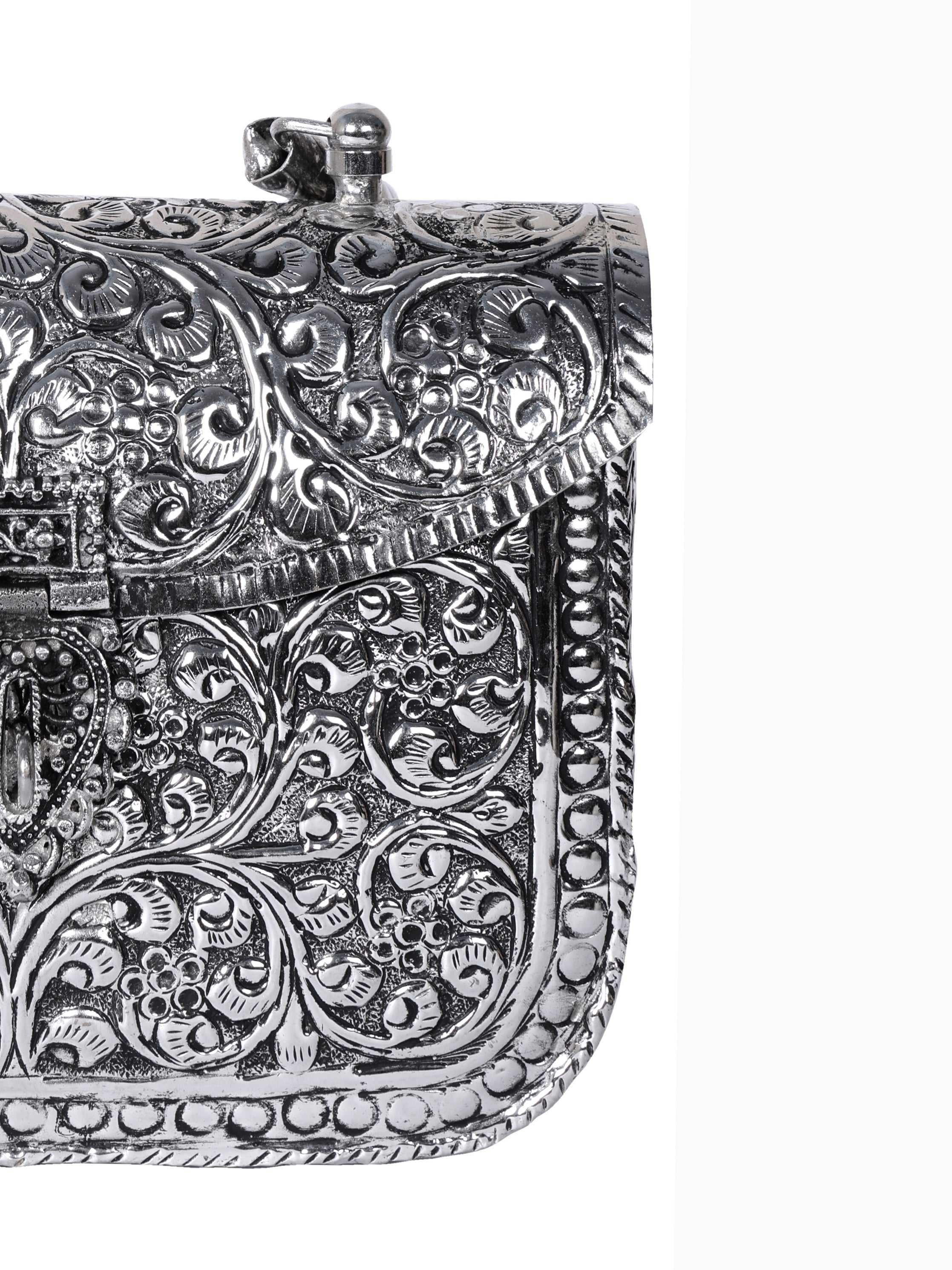 VRPS Brass Clutch | Handcrafted Ethnic Bag | SWIS-1354 | Additional Angle