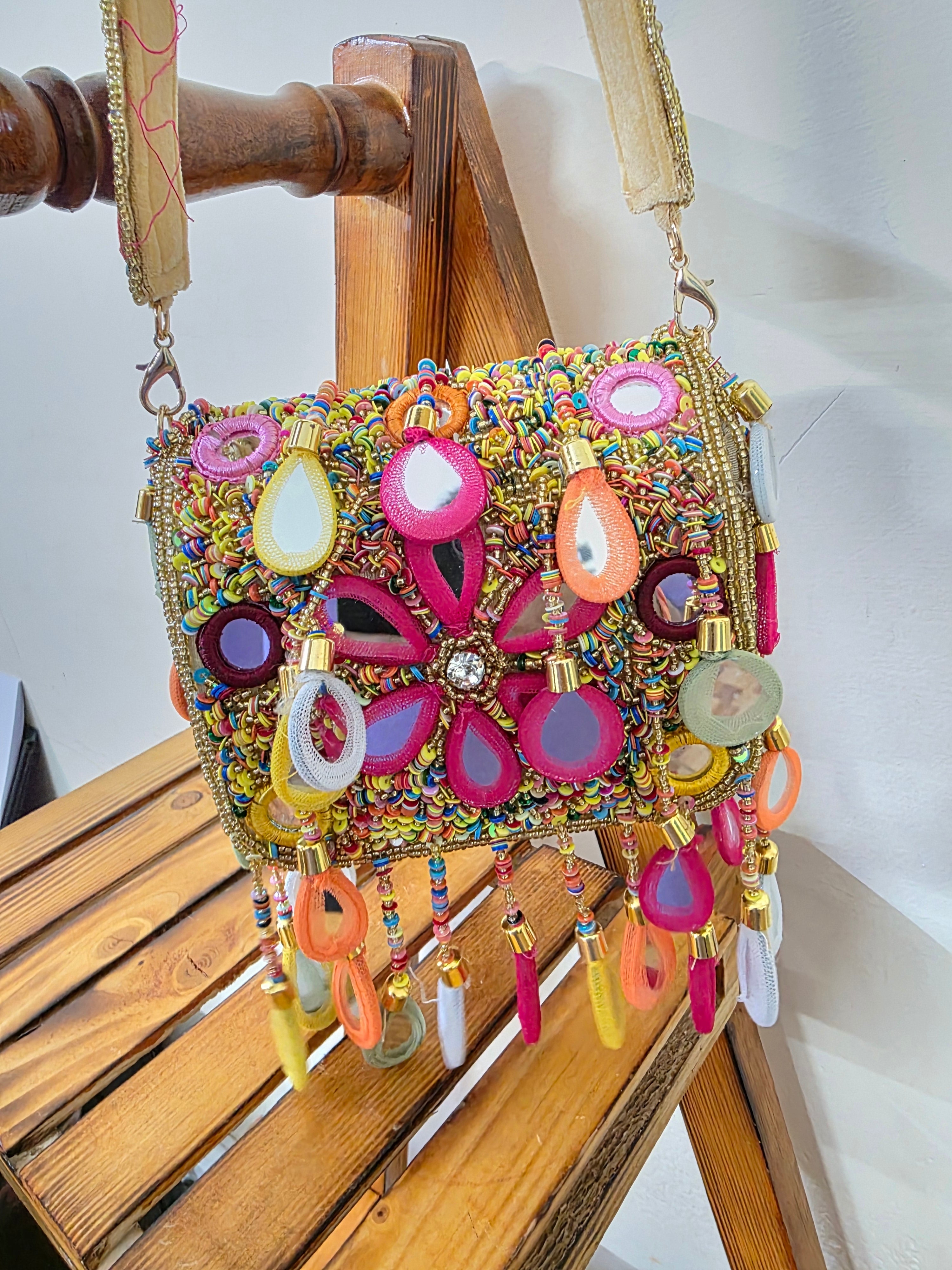 Mirror multi mini golden flap bag