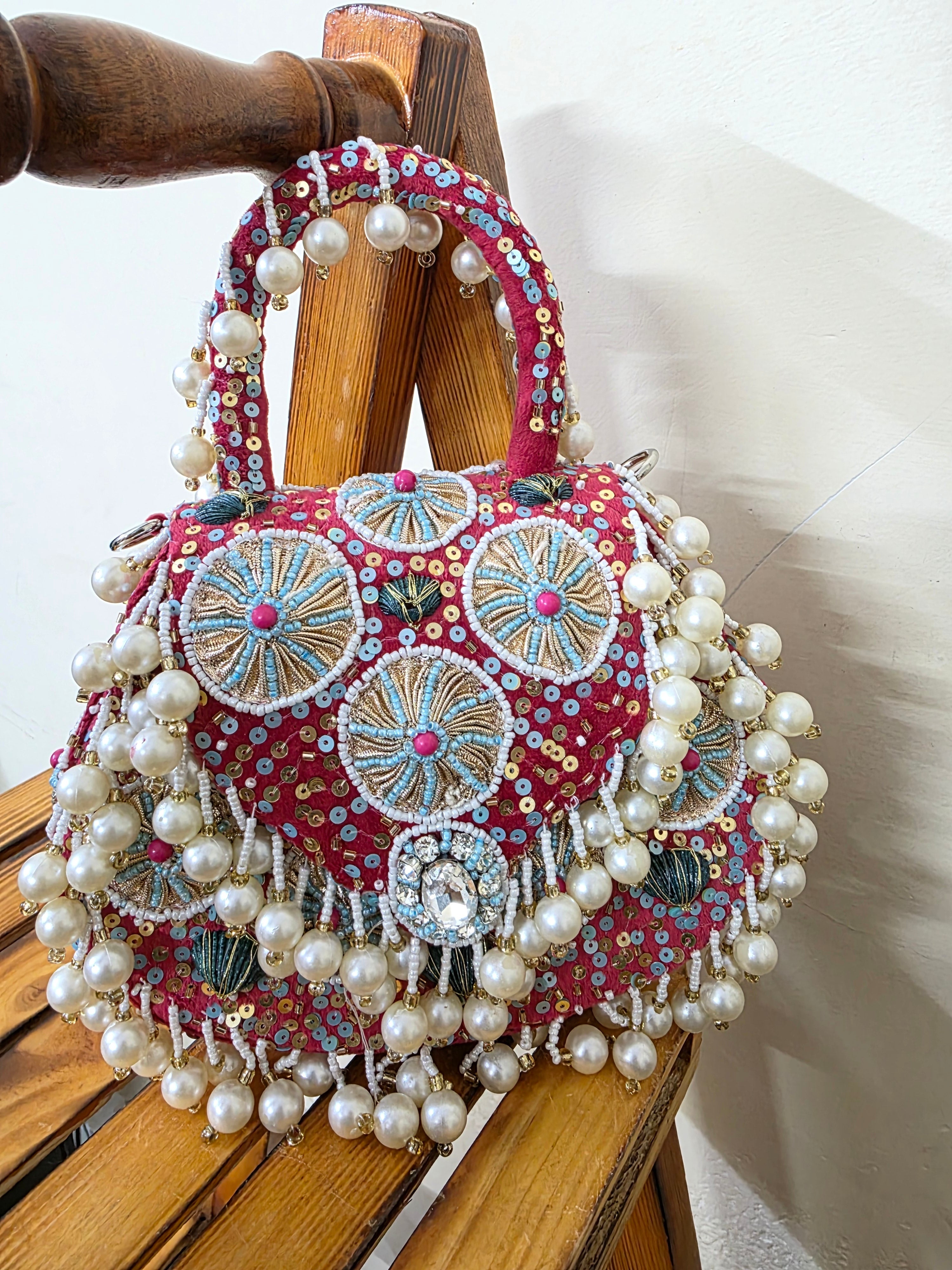 Red flap Pearl bag