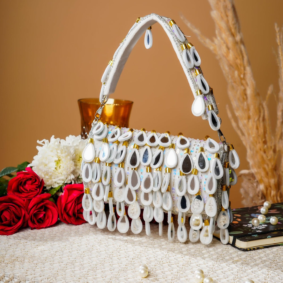 White mirror flap bags