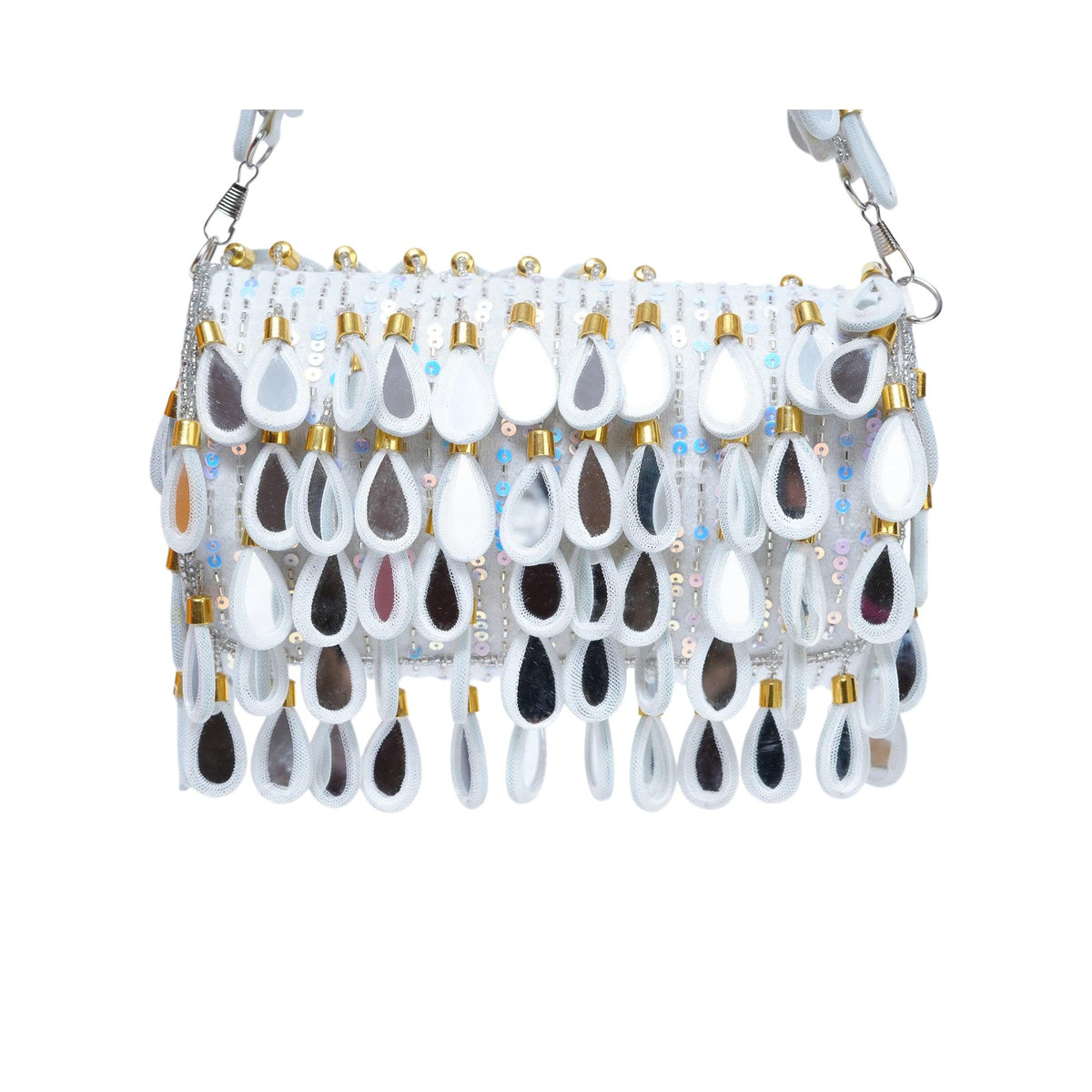 White mirror flap bags