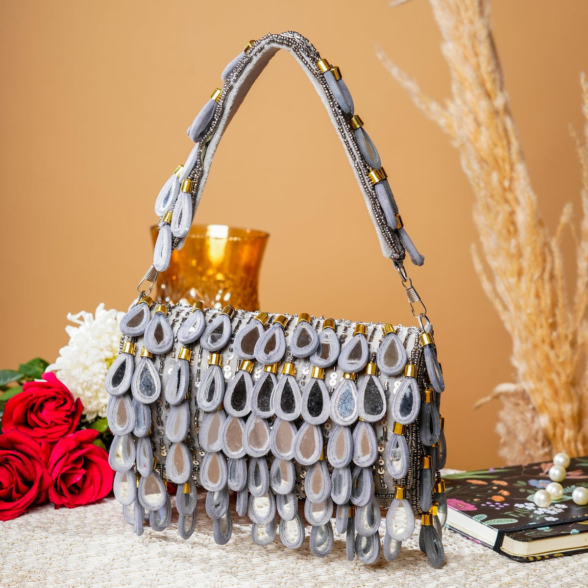 Grey mirror flap bags