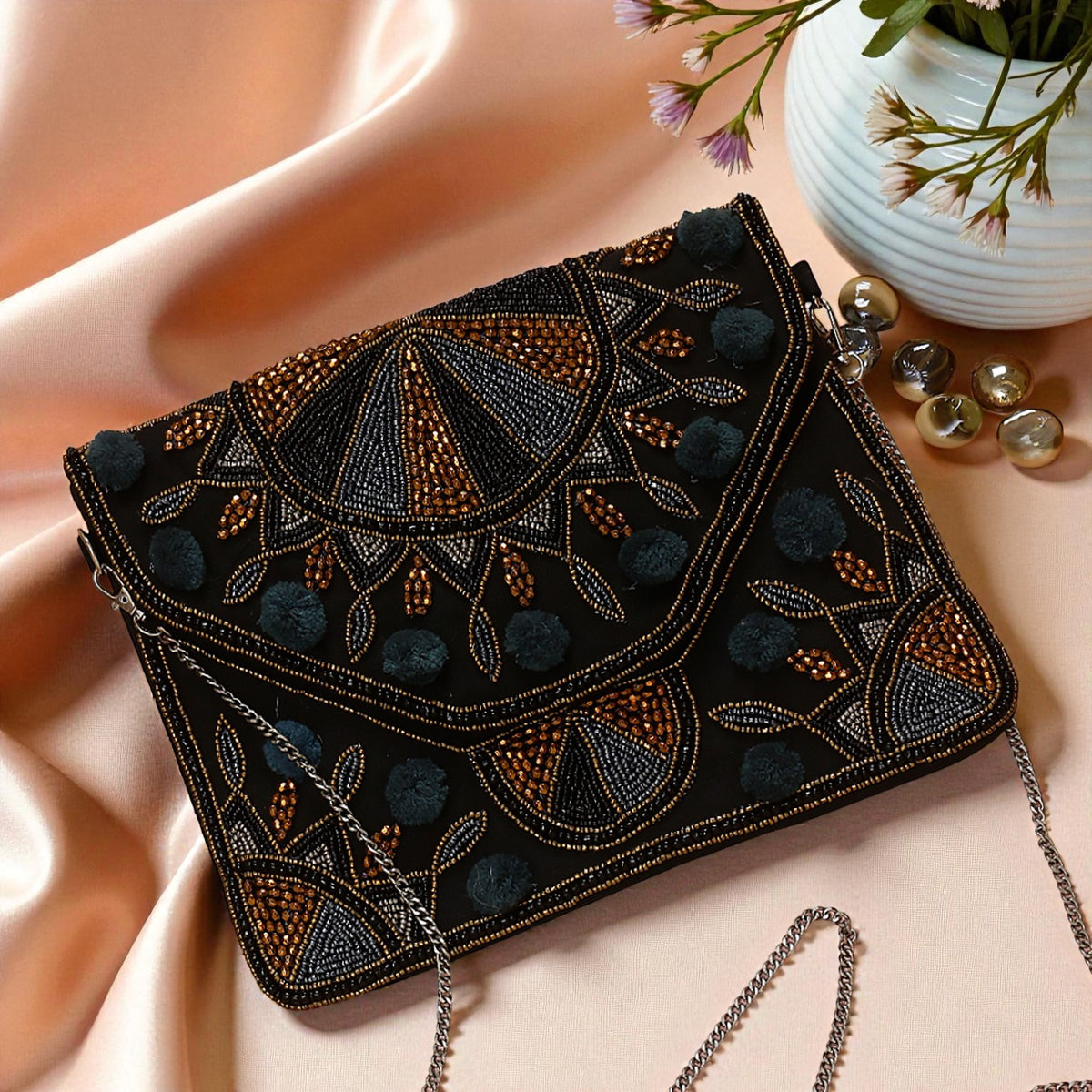 VRPS Beaded Clutch | Handcrafted Ethnic Bag | SWIS-855 | Additional Angle