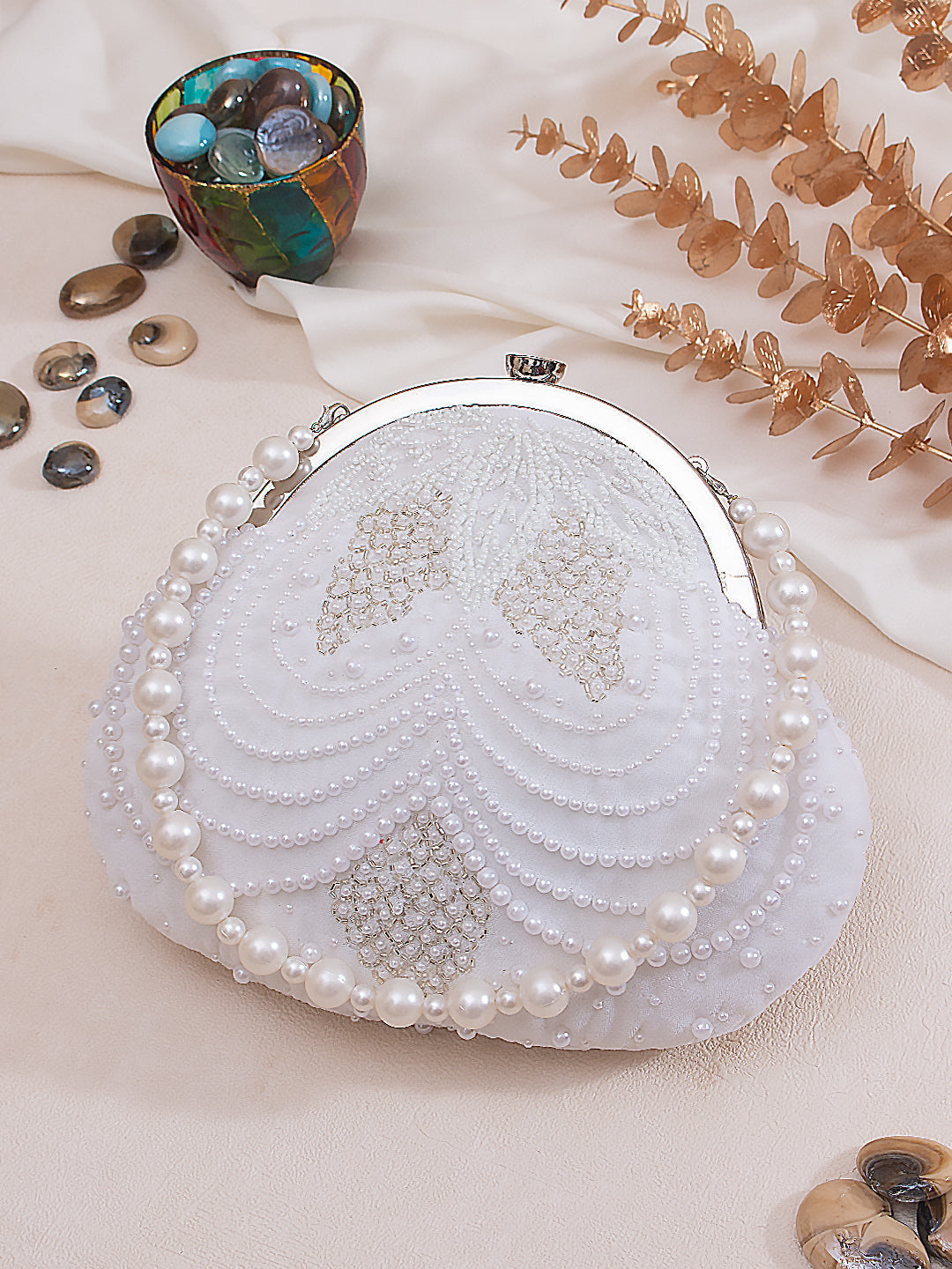 Vandana White — Velvet Batua Bag