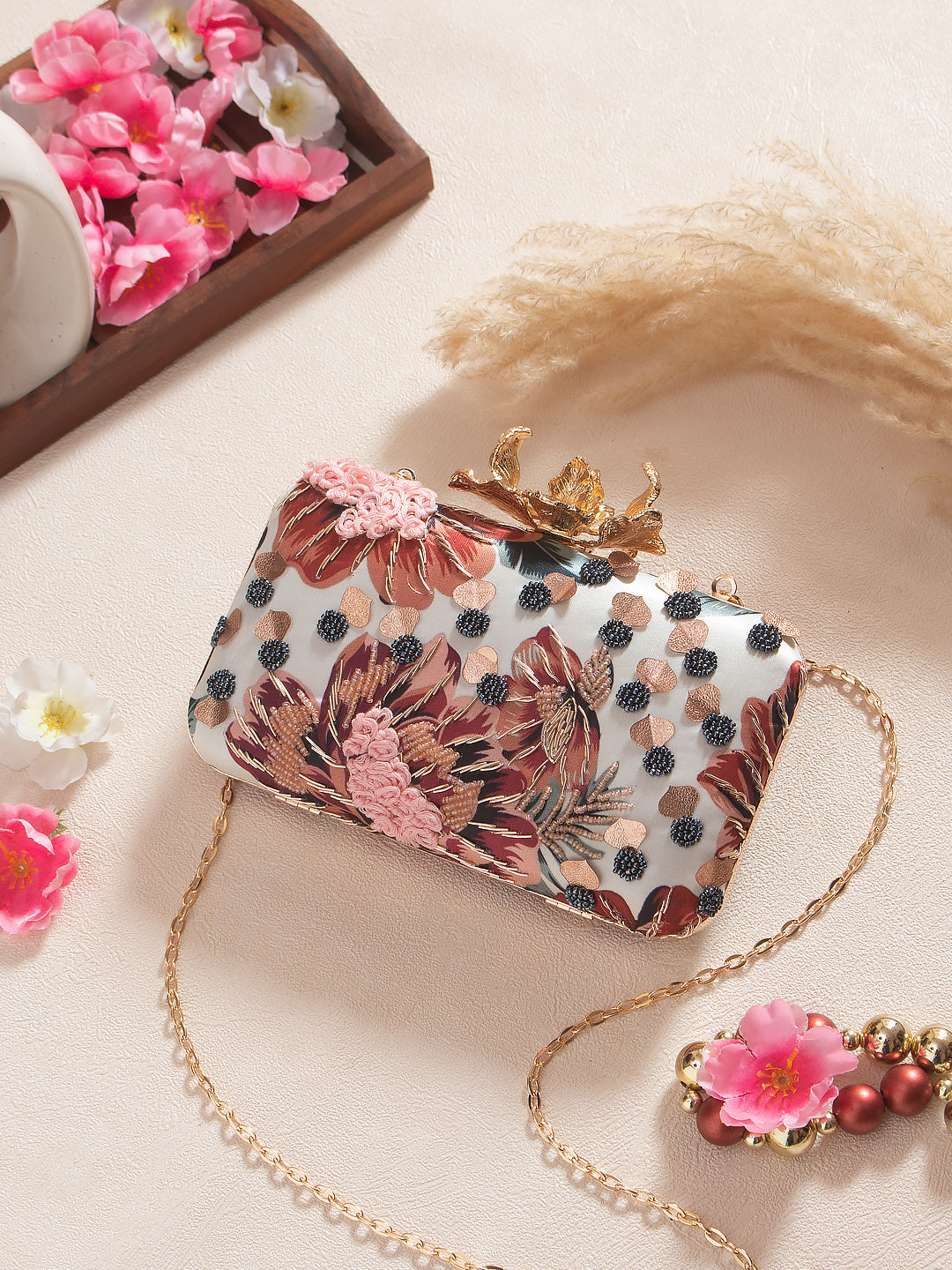 VRPS Printed Embroidered Clutch | Handcrafted Ethnic Bag | SWIS-623