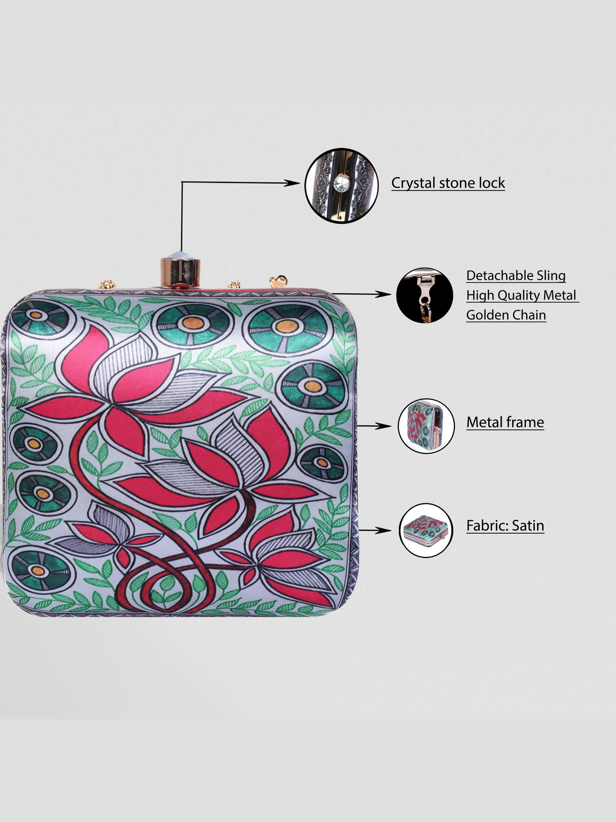 VRPS Printed Clutch | Handcrafted Ethnic Bag | SWIS-1347 | Additional Angle