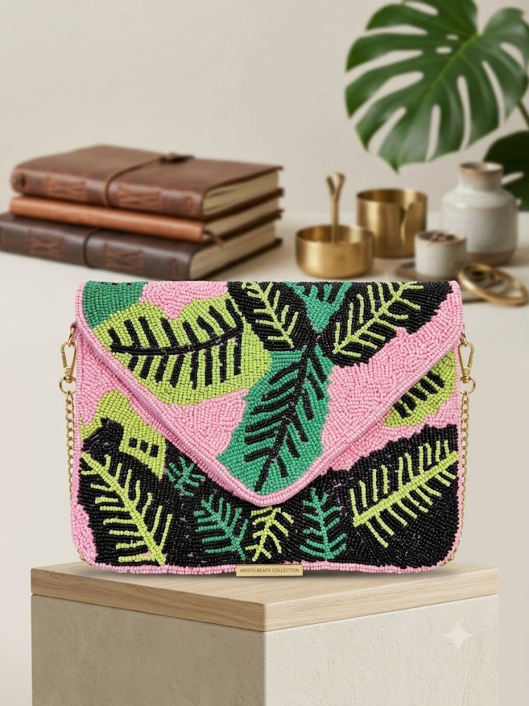VRPS Beaded Clutch | Handcrafted Ethnic Bag | SWIS-4969 - VRPS Handicrafts
