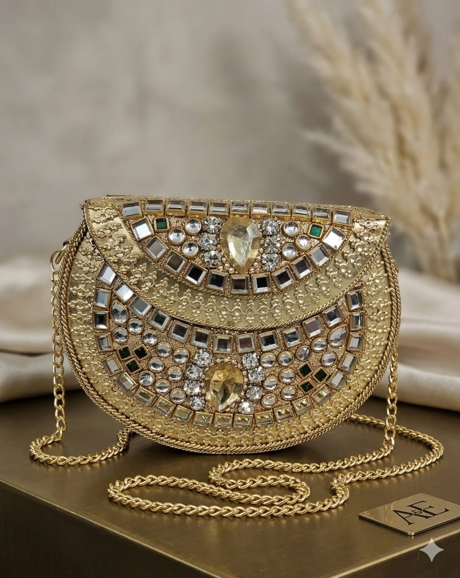 VRPS Metal Kundan Clutch - SWIS-4861 - VRPS Handicrafts