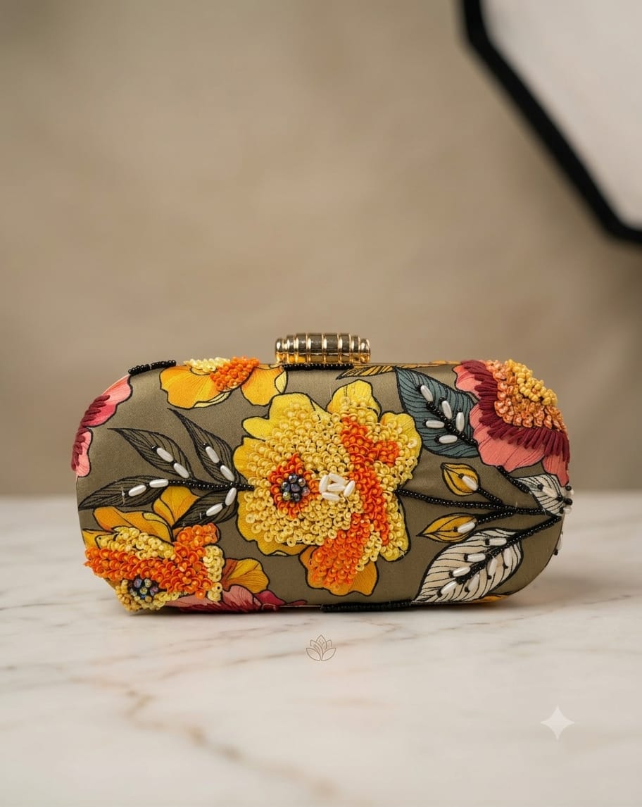 VRPS Printed Embroidered Clutch | Handcrafted Ethnic Bag | SWIS-4926 - VRPS Handicrafts