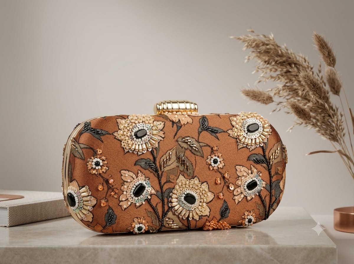 VRPS Printed Embroidered Clutch | Handcrafted Ethnic Bag | SWIS-4928 - VRPS Handicrafts